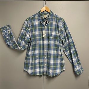 J Crew Men’s Large Slim Untucked Organic Cotton Button Down Plaid Shirt New